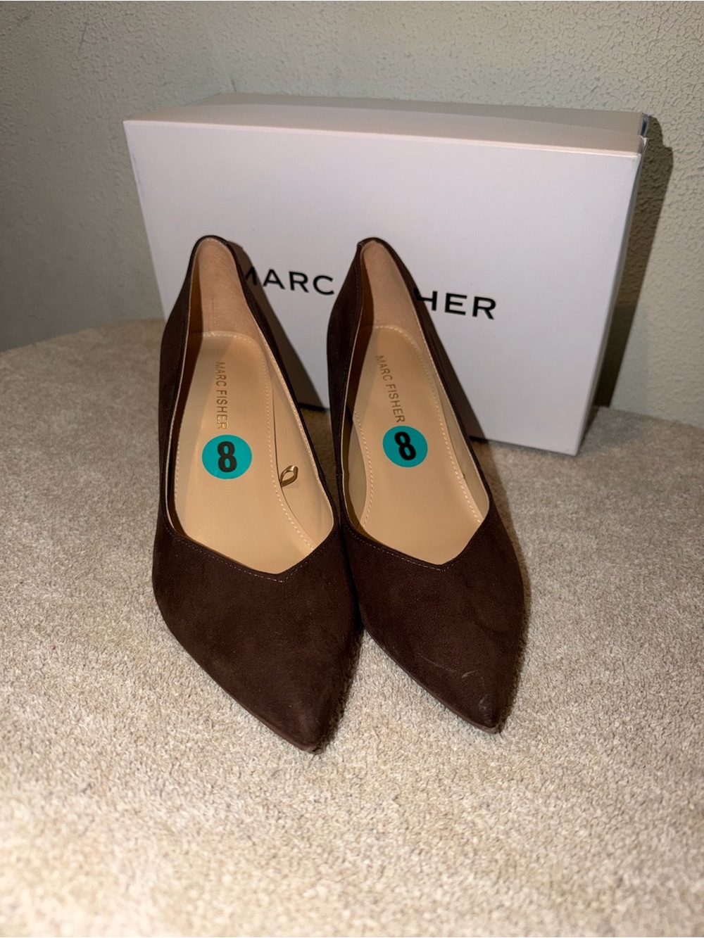 Marc Fisher Dark Brown Suede Pointed-Toe Pumps